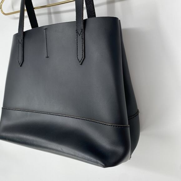 J Crew All Leather Black Uptown Tote Bag Purse - Picture 4 of 10